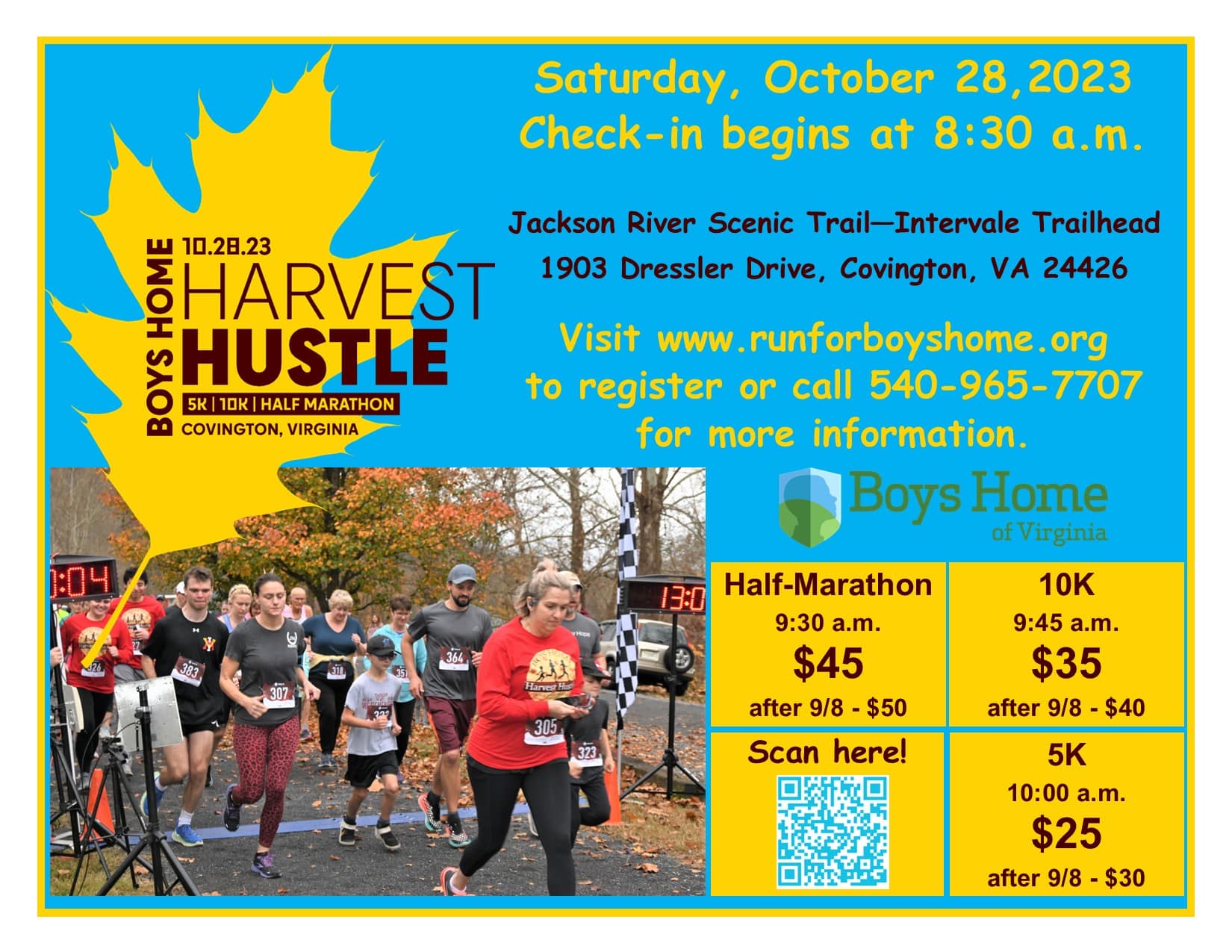 Harvest Hustle flyer with race details 